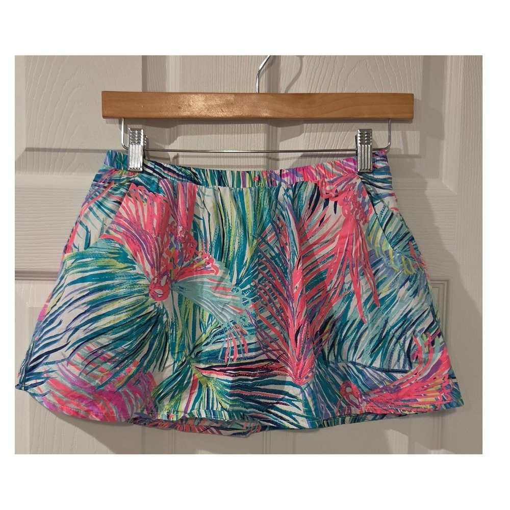Lilly Pulitzer Sam Skort Girls 12 XL Tropical Bird Print Cotton Skirt Shorts